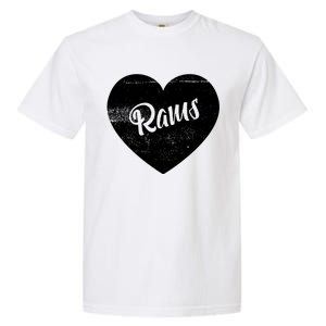 Rams School Sports Fan Team Spirit Cute Heart Garment-Dyed Heavyweight T-Shirt