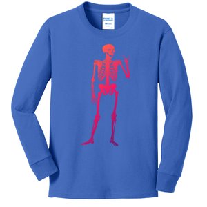 Rocker Skull Skeleton Hand Rock On Costume Funny Halloween Great Gift Kids Long Sleeve Shirt