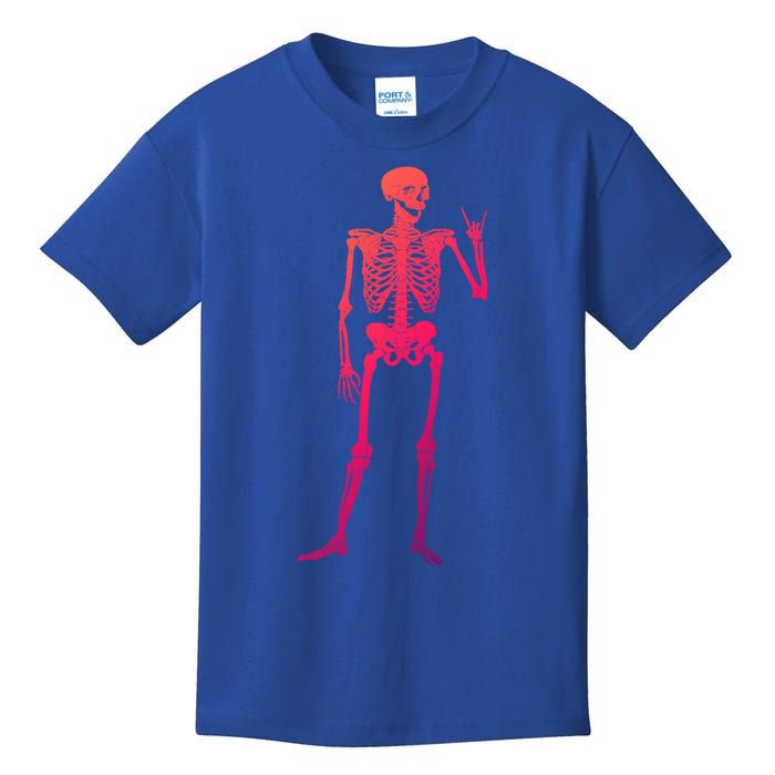 Rocker Skull Skeleton Hand Rock On Costume Funny Halloween Great Gift Kids T-Shirt