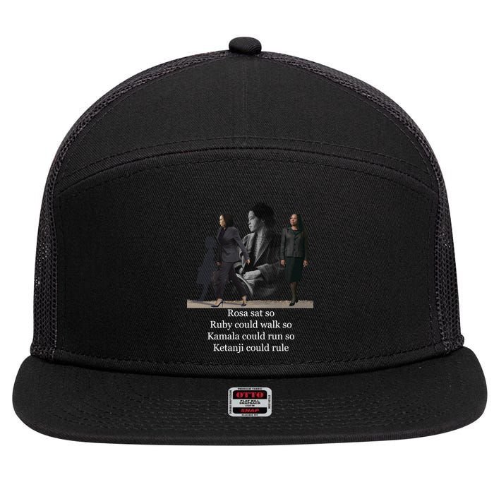Rosa Sat So Ruby Could Walk So Kamala Could Run So Ketanji Could Rule 7 Panel Mesh Trucker Snapback Hat