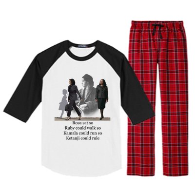 Rosa Sat So Ruby Could Walk So Kamala Could Run So Ketanji Could Rule Raglan Sleeve Pajama Set