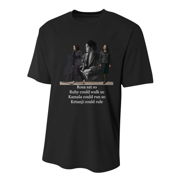 Rosa Sat So Ruby Could Walk So Kamala Could Run So Ketanji Could Rule Youth Performance Sprint T-Shirt