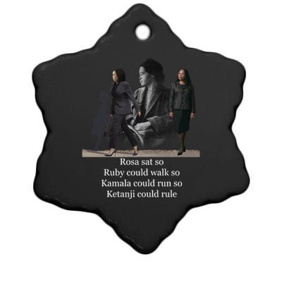 Rosa Sat So Ruby Could Walk So Kamala Could Run So Ketanji Could Rule Ceramic Star Ornament