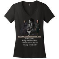 Rosa Sat So Ruby Could Walk So Kamala Could Run So Ketanji Could Rule Women's V-Neck T-Shirt