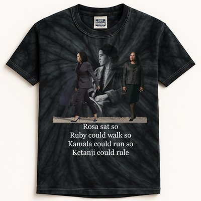 Rosa Sat So Ruby Could Walk So Kamala Could Run So Ketanji Could Rule Kids Tie-Dye T-Shirt