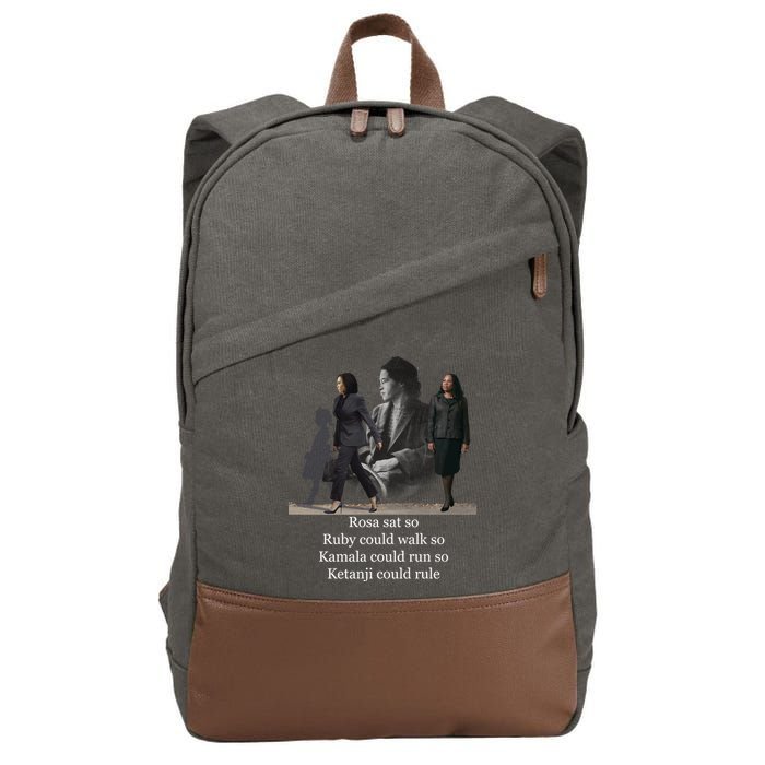 Rosa Sat So Ruby Could Walk So Kamala Could Run So Ketanji Could Rule Cotton Canvas Backpack