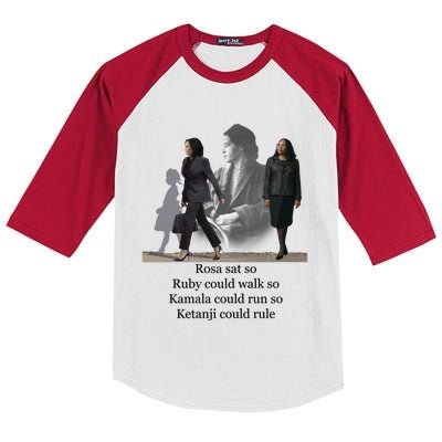 Rosa Sat So Ruby Could Walk So Kamala Could Run So Ketanji Could Rule Kids Colorblock Raglan Jersey