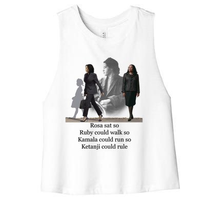 Rosa Sat So Ruby Could Walk So Kamala Could Run So Ketanji Could Rule Women's Racerback Cropped Tank