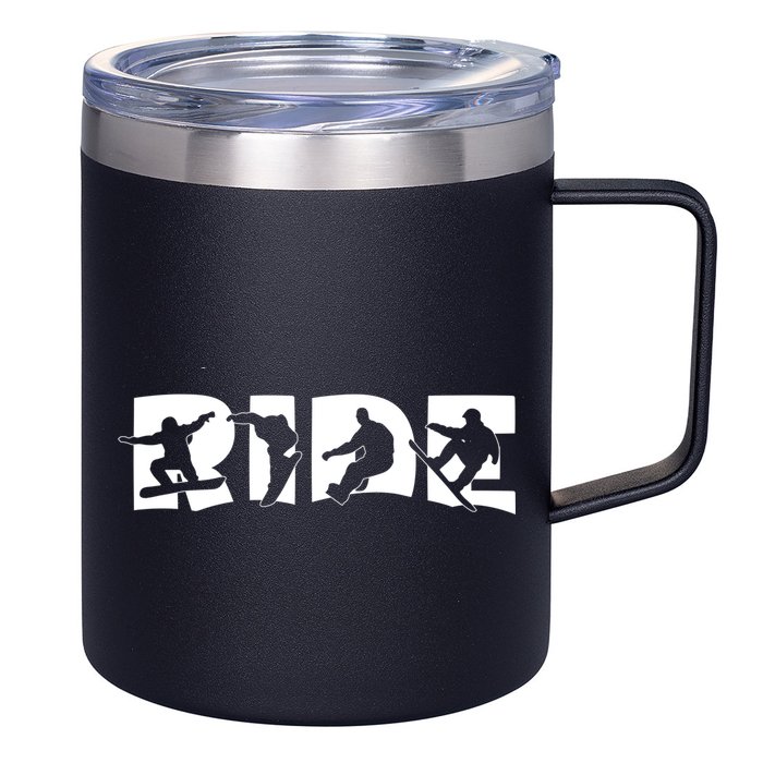 RIDE Snowboard, Silhouette Snowboarding 12oz Stainless Steel Coffee Mug