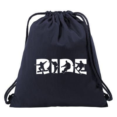 RIDE Snowboard, Silhouette Snowboarding Drawstring Bag