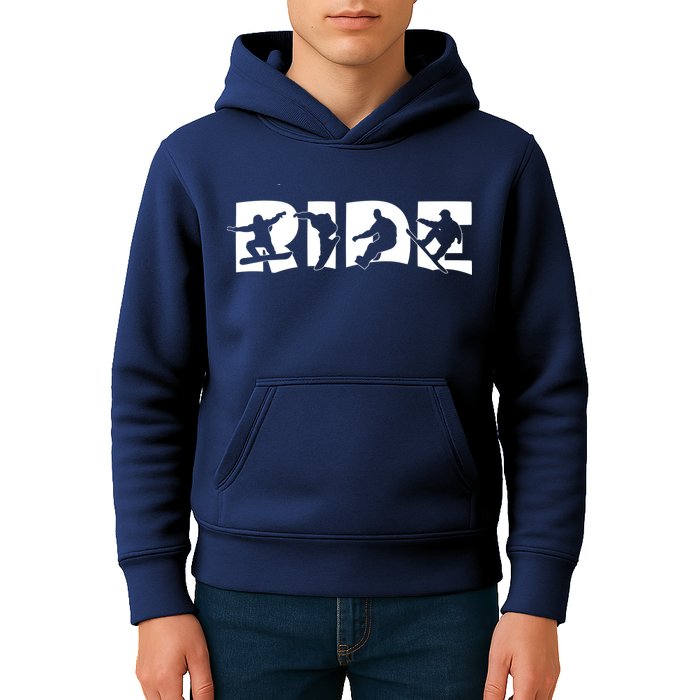 RIDE Snowboard, Silhouette Snowboarding Kids Hoodie