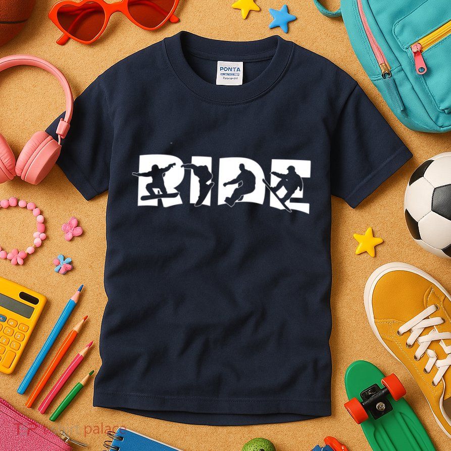 RIDE Snowboard, Silhouette Snowboarding Kids T-Shirt