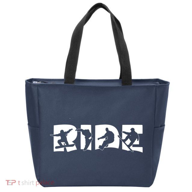 RIDE Snowboard, Silhouette Snowboarding Zip Tote Bag