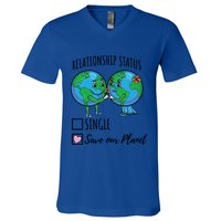 Relationship Status Save Our Planet Funny Gift V-Neck T-Shirt