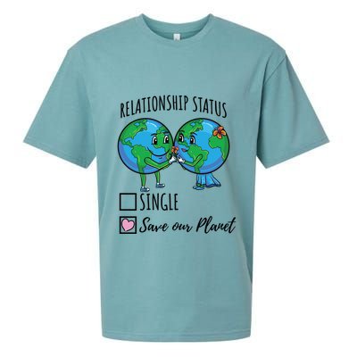 Relationship Status Save Our Planet Funny Gift Sueded Cloud Jersey T-Shirt