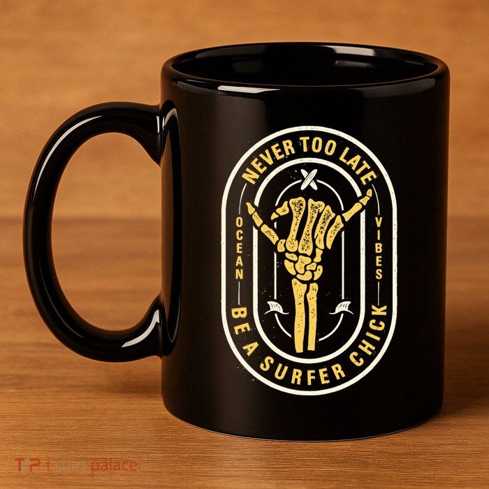 Retro Surfing Summer Logo 11oz C Handle Ceramic Mug