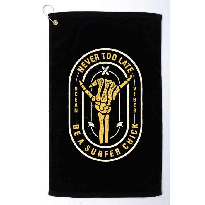 Retro Surfing Summer Logo Golf Towel