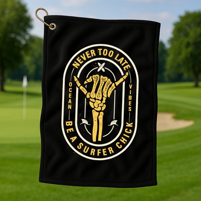 Retro Surfing Summer Logo Golf Towel