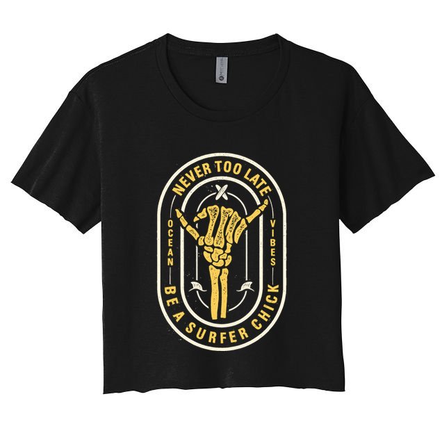 Retro Surfing Summer Logo Crop Top