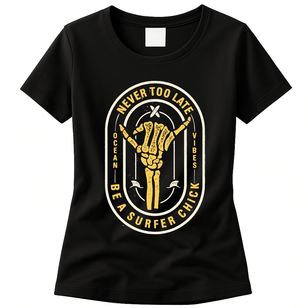 Retro Surfing Summer Logo Womens T-Shirt