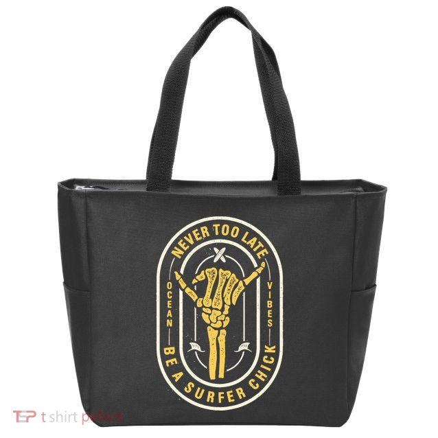 Retro Surfing Summer Logo Zip Tote Bag