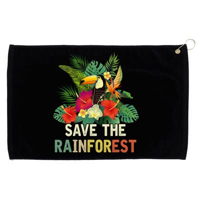 Retro Style Save The Rainforest Earth Day Gift Grommeted Golf Towel