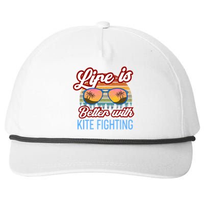 Retro Sunset Slogan / Life Is Better With Kite Fighting! Gift Snapback Five-Panel Rope Hat