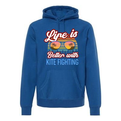 Retro Sunset Slogan / Life Is Better With Kite Fighting! Gift Premium Hoodie