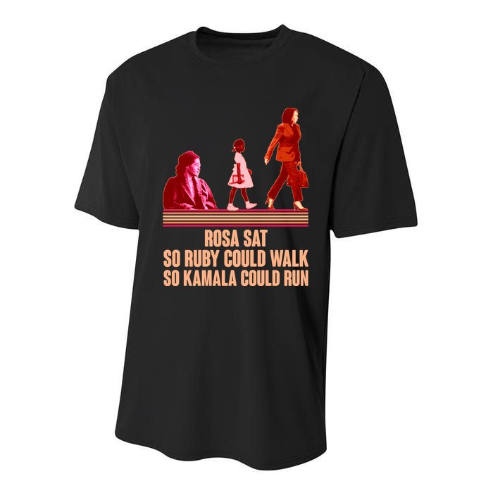 Rosa Sat So Ruby Could Walk So Kamala Could Run Kamala Harris 2024 Youth Performance Sprint T-Shirt