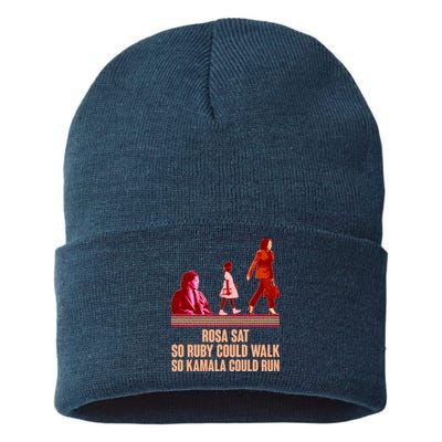 Rosa Sat So Ruby Could Walk So Kamala Could Run Kamala Harris 2024 Sustainable Knit Beanie