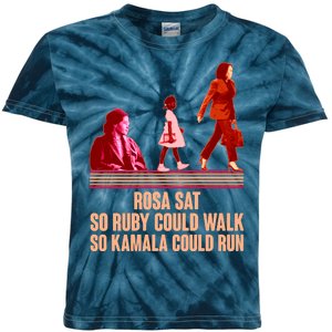 Rosa Sat So Ruby Could Walk So Kamala Could Run Kamala Harris 2024 Kids Tie-Dye T-Shirt