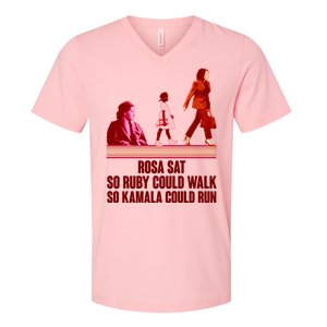 Rosa Sat So Ruby Could Walk So Kamala Could Run Kamala Harris 2024 V-Neck T-Shirt