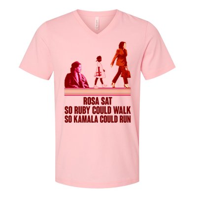 Rosa Sat So Ruby Could Walk So Kamala Could Run Kamala Harris 2024 V-Neck T-Shirt