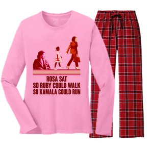 Rosa Sat So Ruby Could Walk So Kamala Could Run Kamala Harris 2024 Women's Long Sleeve Flannel Pajama Set 