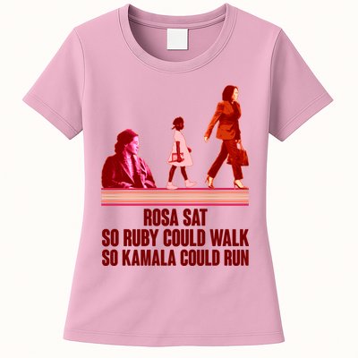 Rosa Sat So Ruby Could Walk So Kamala Could Run Kamala Harris 2024 Womens T-Shirt