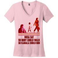 Rosa Sat So Ruby Could Walk So Kamala Could Run Kamala Harris 2024 Women's V-Neck T-Shirt