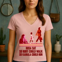 Rosa Sat So Ruby Could Walk So Kamala Could Run Kamala Harris 2024 Women's V-Neck T-Shirt