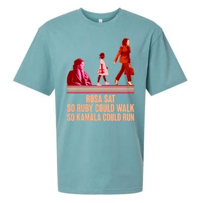 Rosa Sat So Ruby Could Walk So Kamala Could Run Kamala Harris 2024 Sueded Cloud Jersey T-Shirt