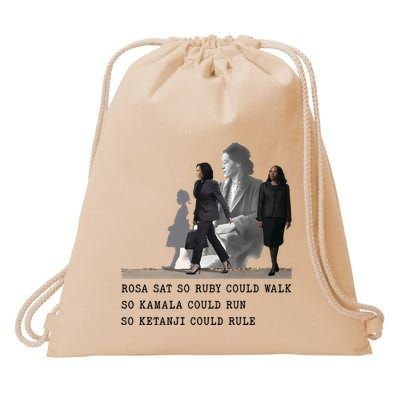 Rosa Sat So Ruby Could Walk So Kamala Could Run So Ketanjt Could Rule Drawstring Bag
