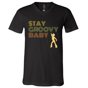 Retro Seventies Stay Groovy Baby Disco Dancing V-Neck T-Shirt