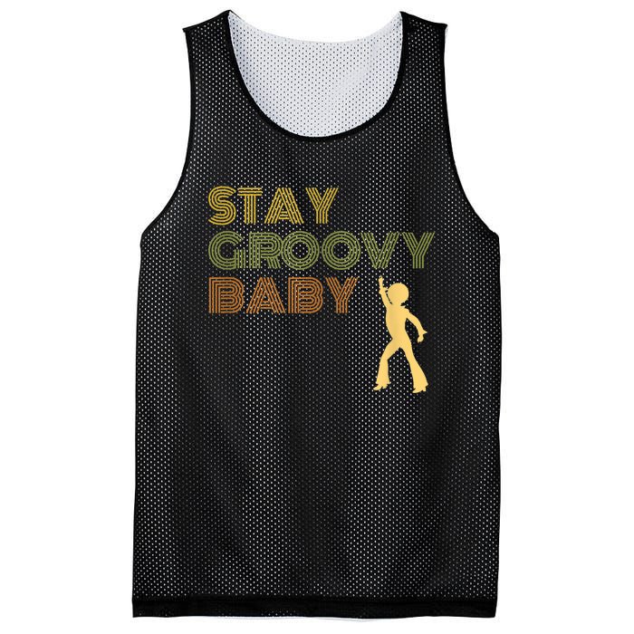 Retro Seventies Stay Groovy Baby Disco Dancing Mesh Reversible Basketball Jersey Tank