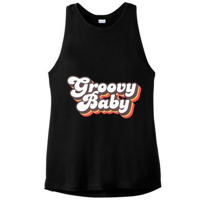 Retro Seventies Style Groovy Baby 70s Fancy Dress Ladies PosiCharge Tri-Blend Wicking Tank