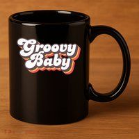 Retro Seventies Style Groovy Baby 70s Fancy Dress 11oz C Handle Ceramic Mug
