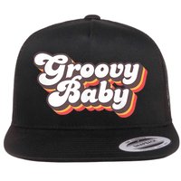 Retro Seventies Style Groovy Baby 70s Fancy Dress Flat Bill Trucker Hat