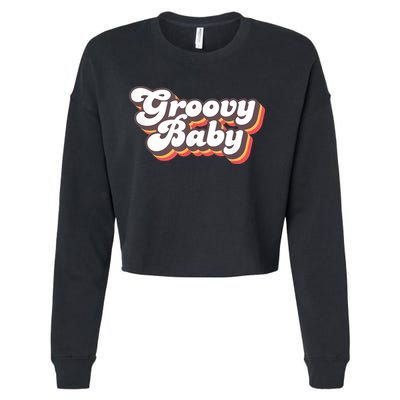 Retro Seventies Style Groovy Baby 70s Fancy Dress Cropped Pullover Crew