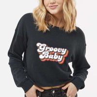 Retro Seventies Style Groovy Baby 70s Fancy Dress Cropped Pullover Crew