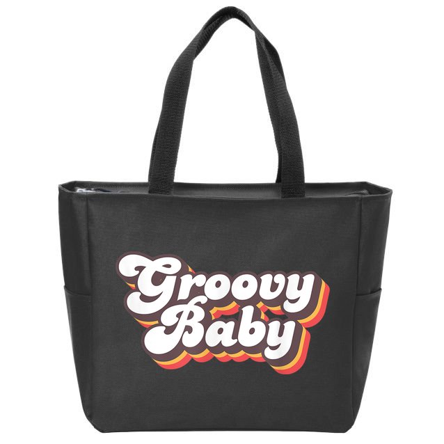 Retro Seventies Style Groovy Baby 70s Fancy Dress Zip Tote Bag