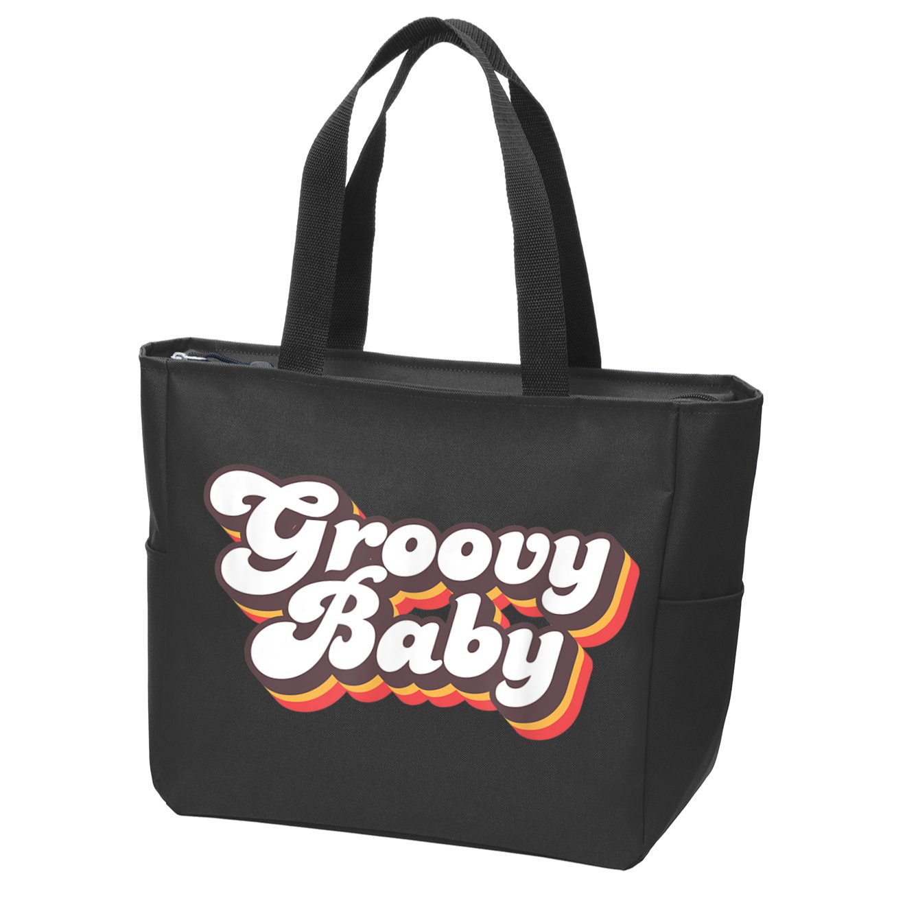 Retro Seventies Style Groovy Baby 70s Fancy Dress Zip Tote Bag