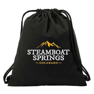 Retro Steamboat Springs Souvenir Mountain Colorado Drawstring Bag