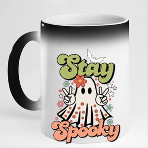 Retro Stay Spooky Ghost Print Meaningful Gift 11oz Black Color Changing Mug